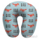 Travel Pillow Fox Trees Blue Woodland Memory Foam U Neck Pillow for Lightweight Support in Airplane Car Train Bus - B07V4XHQNN